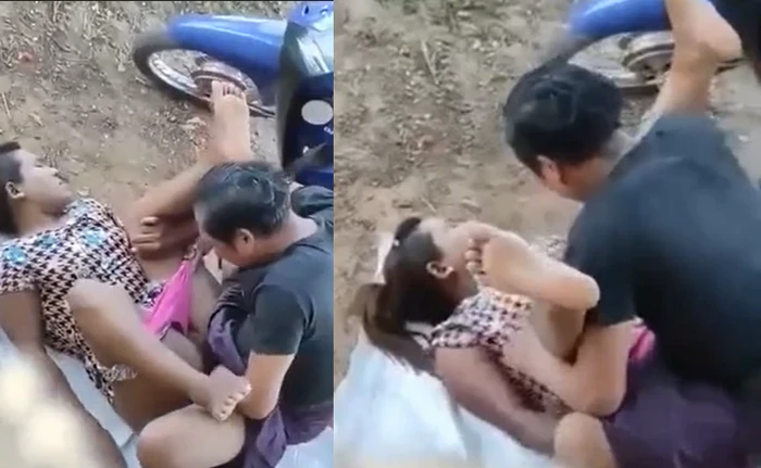 ဆိုင်ကယ်ရပ်ပြီး လိုးနေတဲ့ အတွဲ ချောင်းရိုက် အောကား